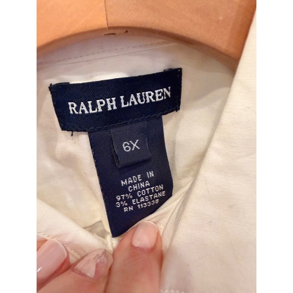 Ralph Lauren Kids Girls Cream Button Front Ruffle Collar Shirt Size 6X - Picture 2 of 6